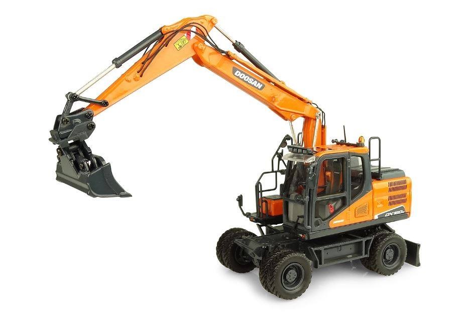 UH8134 - DOOSAN DX160w wheeled excavator with 2 bucket set /1:50