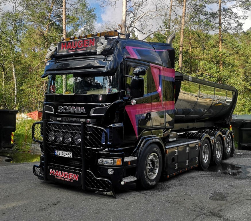 WSI01-3329 - Scania R6 Highline 8x4 truck hooklift asphalt Haugen 