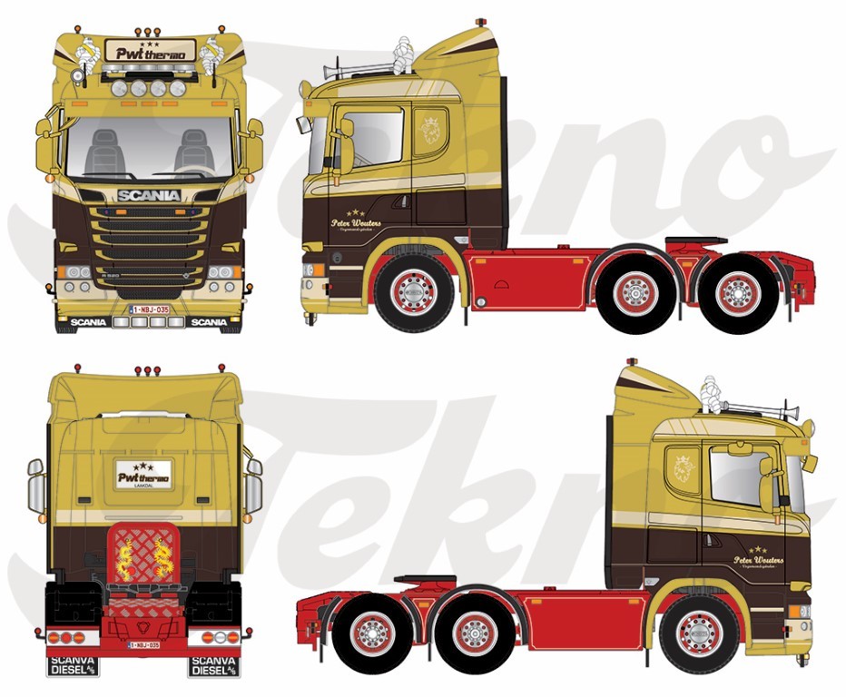 81596 - Scania R 520 6x2 sleeper cab Peter Wouters /1:50 TEKNO