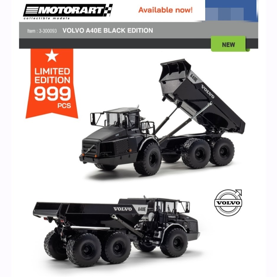 MR300093 VOLVO A40D dumper articolato - Nero /1:50 Motorart