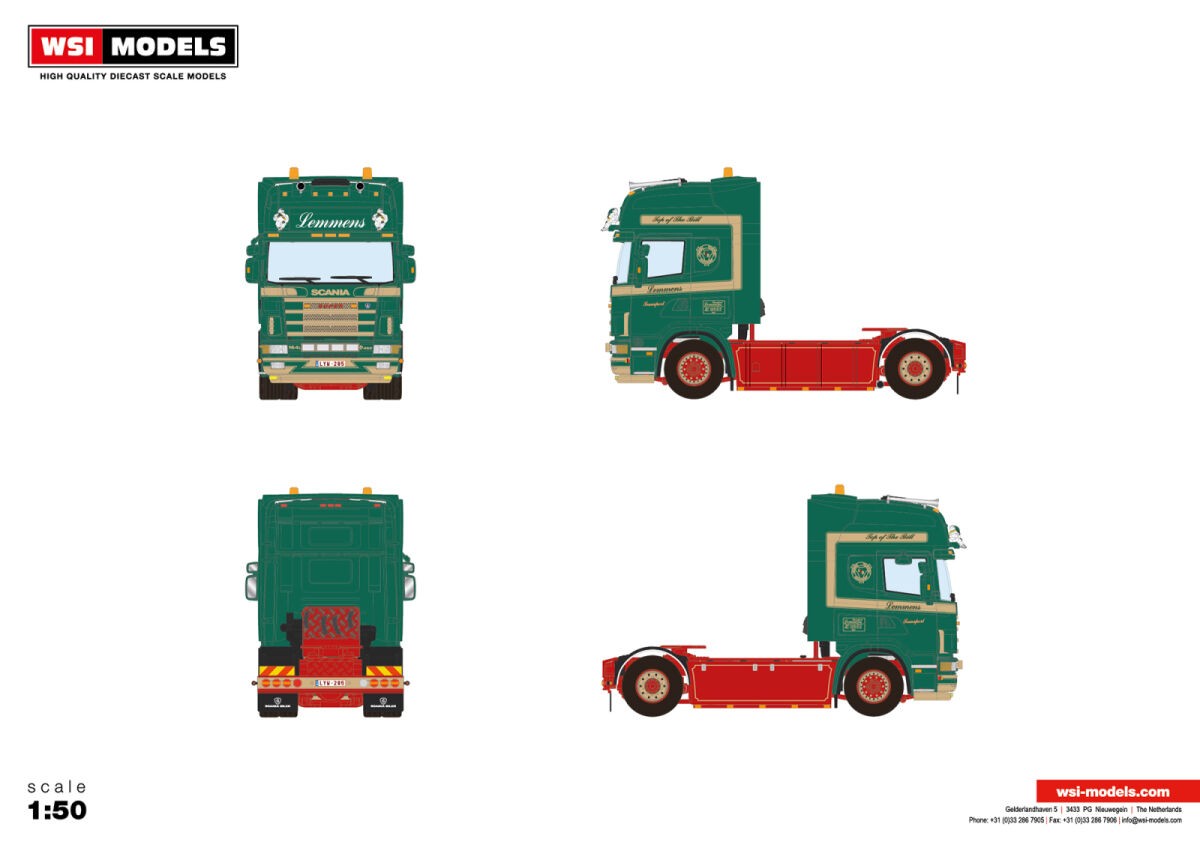 WSI01-4110 - Scania R4 Topline 4x2 Lemmens /1:50 WSImodels
