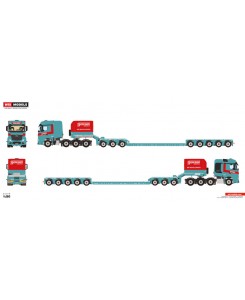 WSI01-4657 - MB Actros MP5 SLT BigSpace 8x4 lowloader 3+5axle dolly Gruber /1:50 WSImodels