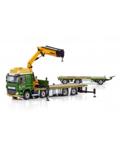 WSI01-4202 - DAF CF SC my17 8x2 combi Palfinger PK65002SH + jib flat trailer 3axle Boerman /1:50 WSImodels