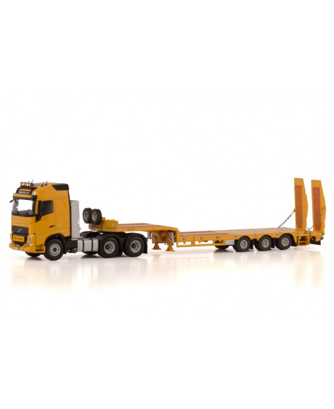 WSI04-2207 - Volvo FH5 Globetrotter 6x2 semi-lowloader 3axle 2/ramps - Yellow - Premium line /1:50 WSImodels