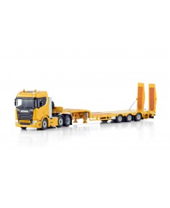 WSI04-2208 - Scania CR20N 6x2 semi-lowloader 3axle w/ramps - Yellow - Premium line /1:50 WSImodels