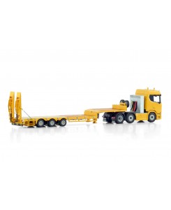 WSI04-2208 - Scania CR20N 6x2 ribassato 3assi con rampe - Giallo - Premium line /1:50 WSImodels