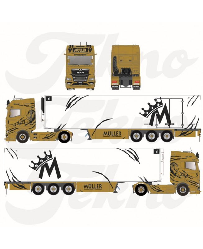 87945 - Man TGX GX 4x2 frigo Muller - Golden Commander /1:50 Tekno