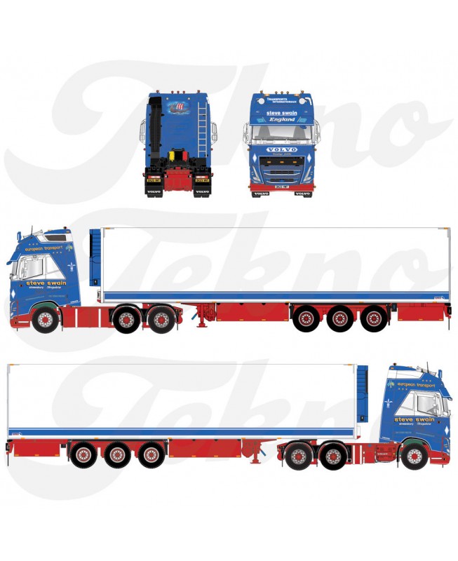 85729 - Volvo FH5 Globetrotter XL 6x2 frigo Steve Swain /1:50 Tekno